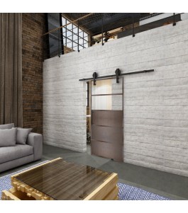 Glasschiebetür BARN-LINE Loft Rosteisen Genietet 13 Auf Klarglas