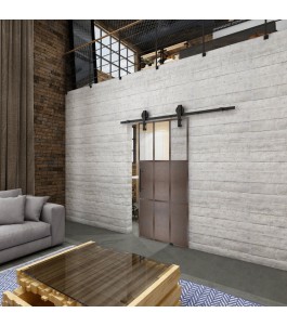 Glasschiebetür BARN-LINE Loft Rosteisen Genietet 23 Auf Klarglas