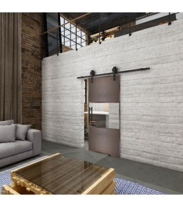 Glasschiebetür BARN-LINE Loft Rosteisen Genietet 27 Auf Klarglas