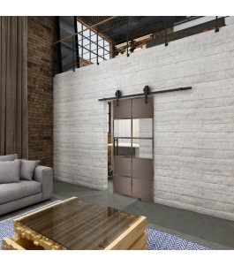 Glasschiebetür BARN-LINE Loft Rosteisen Genietet 28 Auf Klarglas
