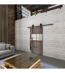 Glasschiebetür BARN-LINE Loft Rosteisen Genietet 29 Auf Klarglas