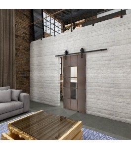 Glasschiebetür BARN-LINE Loft Rosteisen Genietet 34 Auf Klarglas