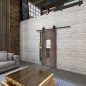 Glasschiebetür BARN-LINE Loft Rosteisen Genietet 35 Auf Klarglas Glasschiebetür BARN-LINE Loft Rosteisen Genietet 35 Auf Klarglas
