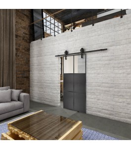 Glasschiebetür BARN-LINE Loft Schwarzeisen Genietet 19 Blickdicht