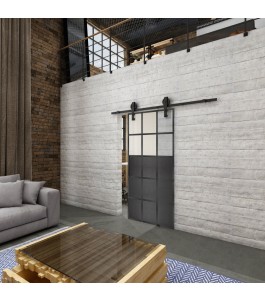 Glasschiebetür BARN-LINE Loft Schwarzeisen Genietet 21 Blickdicht