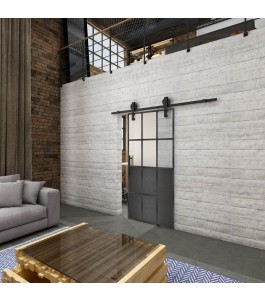 Glasschiebetür BARN-LINE Loft Schwarzeisen Genietet 22 Blickdicht