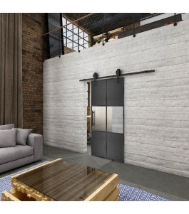 Glasschiebetür BARN-LINE Loft Schwarzeisen Genietet 30 Blickdicht