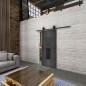 Glasschiebetür BARN-LINE Loft Schwarzeisen Genietet 34 Auf Grauglas Glasschiebetür BARN-LINE Loft Schwarzeisen Genietet 34 Auf Grauglas