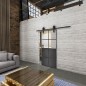 Glasschiebetür BARN-LINE Loft Schwarzeisen Genietet 18 Auf Klarglas Glasschiebetür BARN-LINE Loft Schwarzeisen Genietet 18 Auf Klarglas