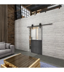 Glasschiebetür BARN-LINE Loft Schwarzeisen Genietet 20 Auf Klarglas