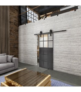 Glasschiebetür BARN-LINE Loft Schwarzeisen Genietet 21 Auf Klarglas