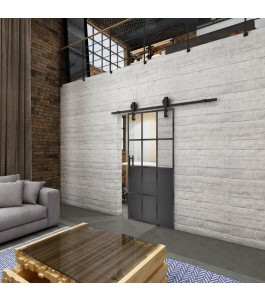 Glasschiebetür BARN-LINE Loft Schwarzeisen Genietet 22 Auf Klarglas