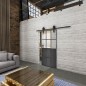 Glasschiebetür BARN-LINE Loft Schwarzeisen Genietet 22 Auf Klarglas Glasschiebetür BARN-LINE Loft Schwarzeisen Genietet 22 Auf Klarglas