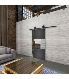 Glasschiebetür BARN-LINE Loft Schwarzeisen Genietet 27 Auf Klarglas