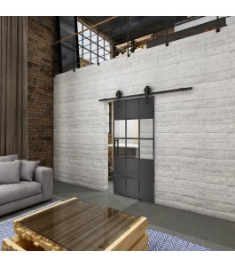 Glasschiebetür BARN-LINE Loft Schwarzeisen Genietet 31 Auf Klarglas