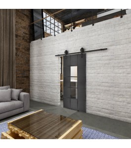 Glasschiebetür BARN-LINE Loft Schwarzeisen Genietet 34 Auf Klarglas