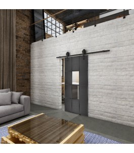Glasschiebetür BARN-LINE Loft Schwarzeisen Genietet 35 Auf Klarglas
