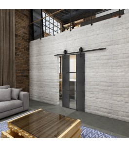 Glasschiebetür BARN-LINE Loft Schwarzeisen Genietet 36 Auf Klarglas