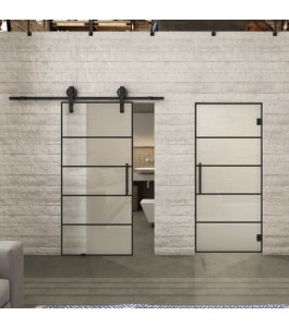 Glasschiebetür BARN-LINE Loft Schwarzlack 01 Blickdicht