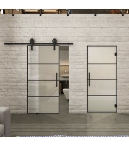 Glasschiebetür BARN-LINE Loft Schwarzlack 02 Blickdicht