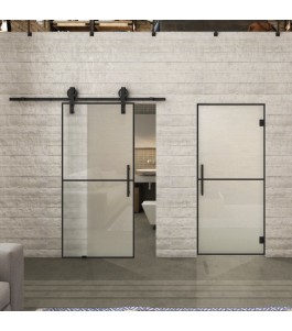 Glasschiebetür BARN-LINE Loft Schwarzlack 04 Blickdicht