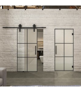Glasschiebetür BARN-LINE Loft Schwarzlack 07 Blickdicht