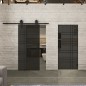 Glasschiebetür BARN-LINE Loft Schwarzlack 19 Auf Grauglas
