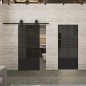 Glasschiebetür BARN-LINE Loft Schwarzlack 35 Auf Grauglas