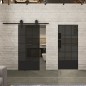Glasschiebetür BARN-LINE Loft Schwarzlack 37 Auf Grauglas