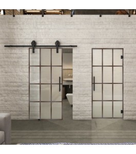 Glasschiebetür BARN-LINE Loft Rosteisen Genietet 10 Blickdicht