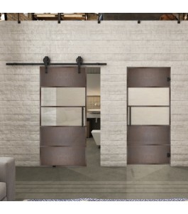 Glasschiebetür BARN-LINE Loft Rosteisen Genietet 25 Blickdicht