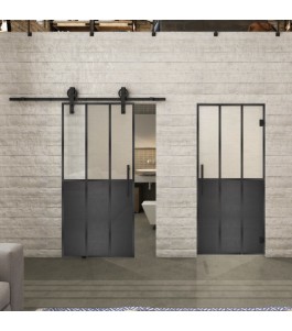 Glasschiebetür BARN-LINE Loft Schwarzeisen Genietet 24 Blickdicht