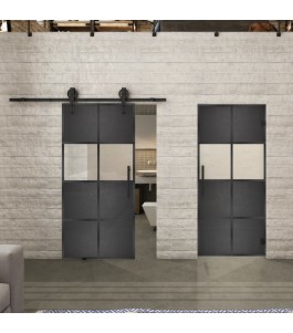 Glasschiebetür BARN-LINE Loft Schwarzeisen Genietet 29 Blickdicht