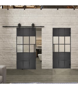 Glasschiebetür BARN-LINE Loft Schwarzeisen Genietet 31 Blickdicht