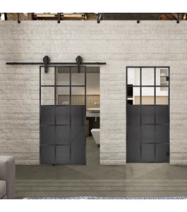 Glasschiebetür BARN-LINE Loft Schwarzeisen Genietet 21 Auf Klarglas