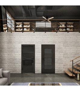 Lichtausschnitt Loft Schwarzeisen Genietet 04 Auf Grauglas