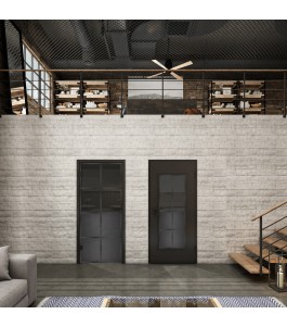 Lichtausschnitt Loft Schwarzeisen Genietet 18 Auf Grauglas