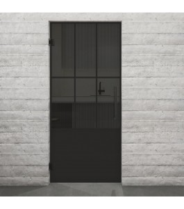 Pendeltür Loft Schwarzlack 03 Auf Grauglas-modernes Zuhause