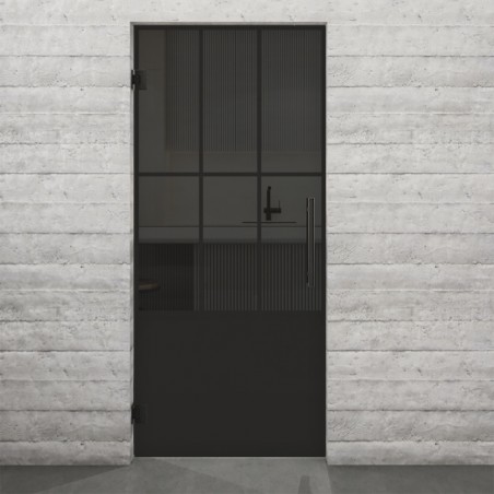 Pendeltür Loft Schwarzlack 03 Auf Grauglas-modernes Zuhause