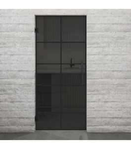 Pendeltür Loft Schwarzlack 05 Auf Grauglas-modernes Zuhause