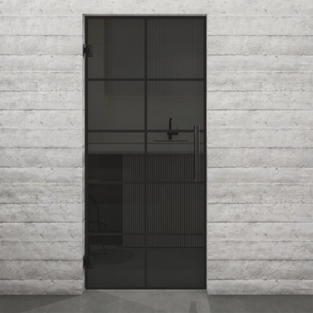 Pendeltür Loft Schwarzlack 05 Auf Grauglas-modernes Zuhause