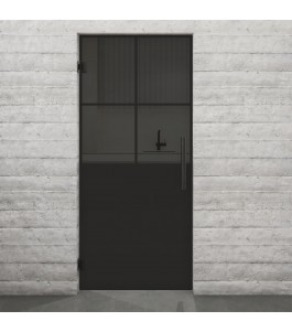 Pendeltür Loft Schwarzlack 24 Auf Grauglas-modernes Zuhause
