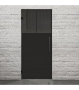 Pendeltür Loft Schwarzlack 25 Auf Grauglas-modernes Zuhause