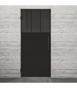 Pendeltür Loft Schwarzlack 29 Auf Grauglas-modernes Zuhause