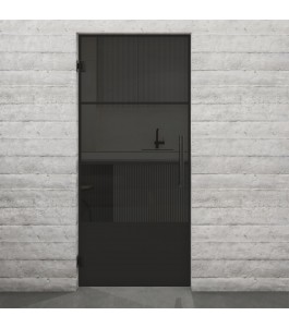 Pendeltür Loft Schwarzlack 32 Auf Grauglas-modernes Zuhause