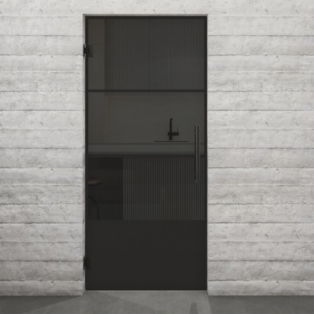 Pendeltür Loft Schwarzlack 32 Auf Grauglas-modernes Zuhause