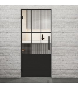 Pendeltür Loft Schwarzlack 03 Auf Klarglas-modernes Zuhause