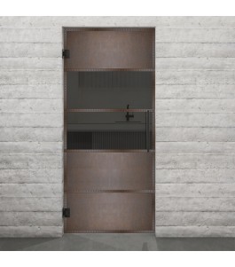 Pendeltür Loft Rosteisen Genietet 25 Auf Grauglas
