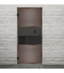 Pendeltür Loft Rosteisen Genietet 27 Auf Grauglas