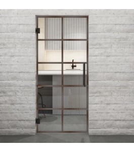 Pendeltür Loft Rosteisen Genietet 05 Auf Klarglas